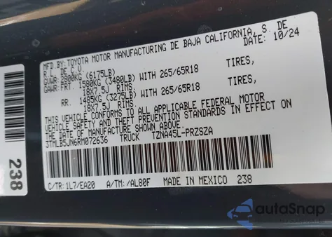 2024 Toyota Tacoma Trd Sport from USA, damaged, VIN 3TMLB5JN6RM072636